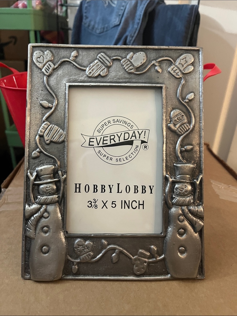 Hobby Lobby Silver Snowman Motif Picture Frame